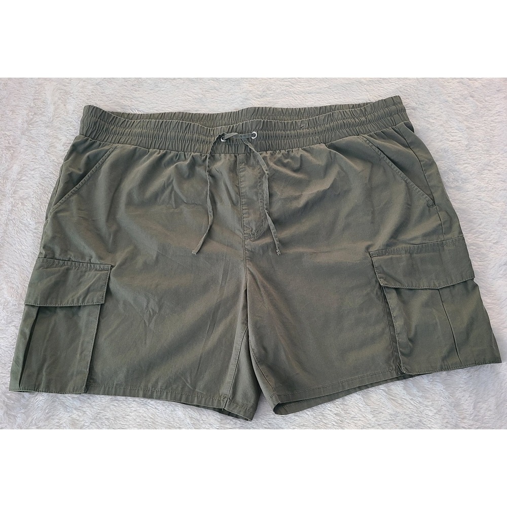 No Boundaries Mens 2XL Olive Green Cargo Shorts Elastic Waist Drawstring Utility